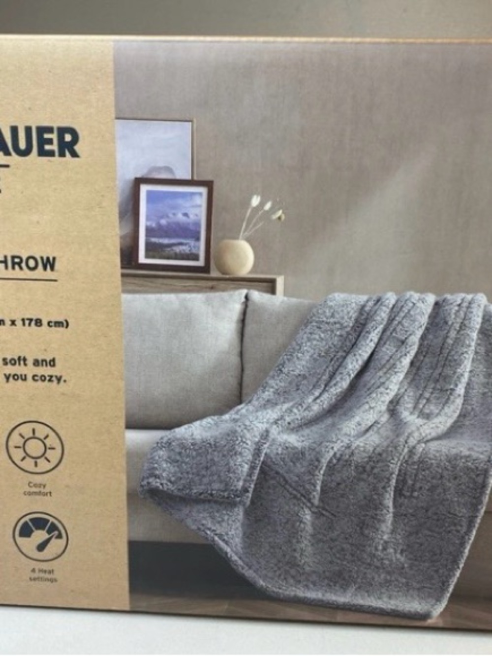 Eddie Bauer Plush Throw Electric Blanket in Light Gray